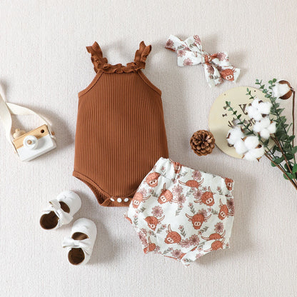 Baby-Mädchen-Strampler ohne Ärmel mit Rüschen