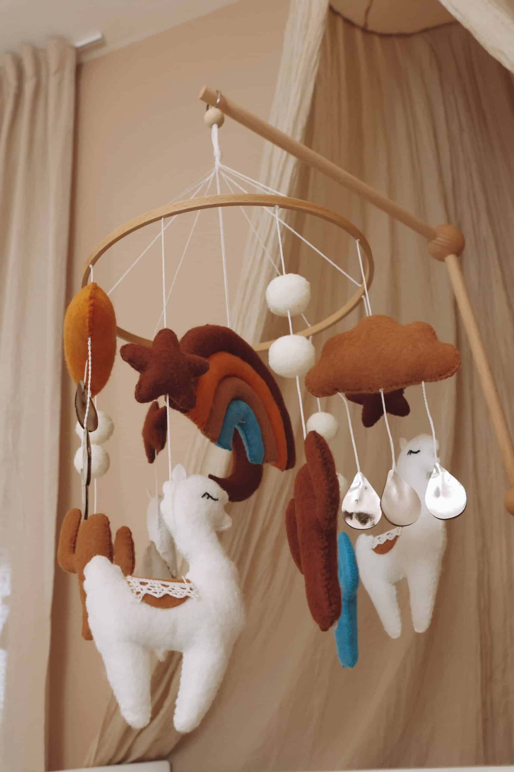 Handmade Lama baby mobile-8