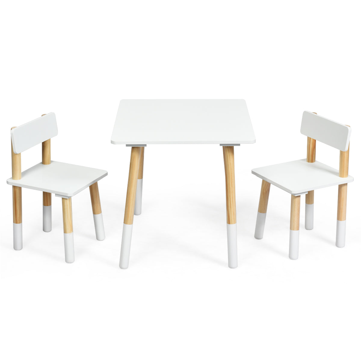 NNECW Kids Table and 2 Chairs Set with Pine Wood Legs for Playing & Learning & Eating-1