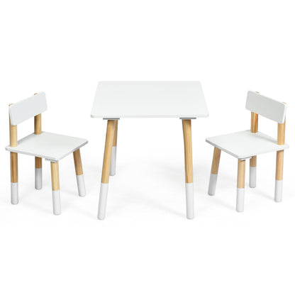 NNECW Kids Table and 2 Chairs Set with Pine Wood Legs for Playing & Learning & Eating-1