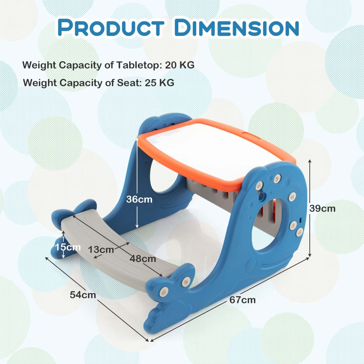 NNECW Convertible Kids Activity Table Set with Whiteboard for Kids-3